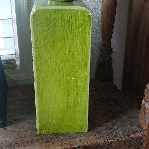 2 - Lime Green Tin Accent Vase - Picture 2 of 4